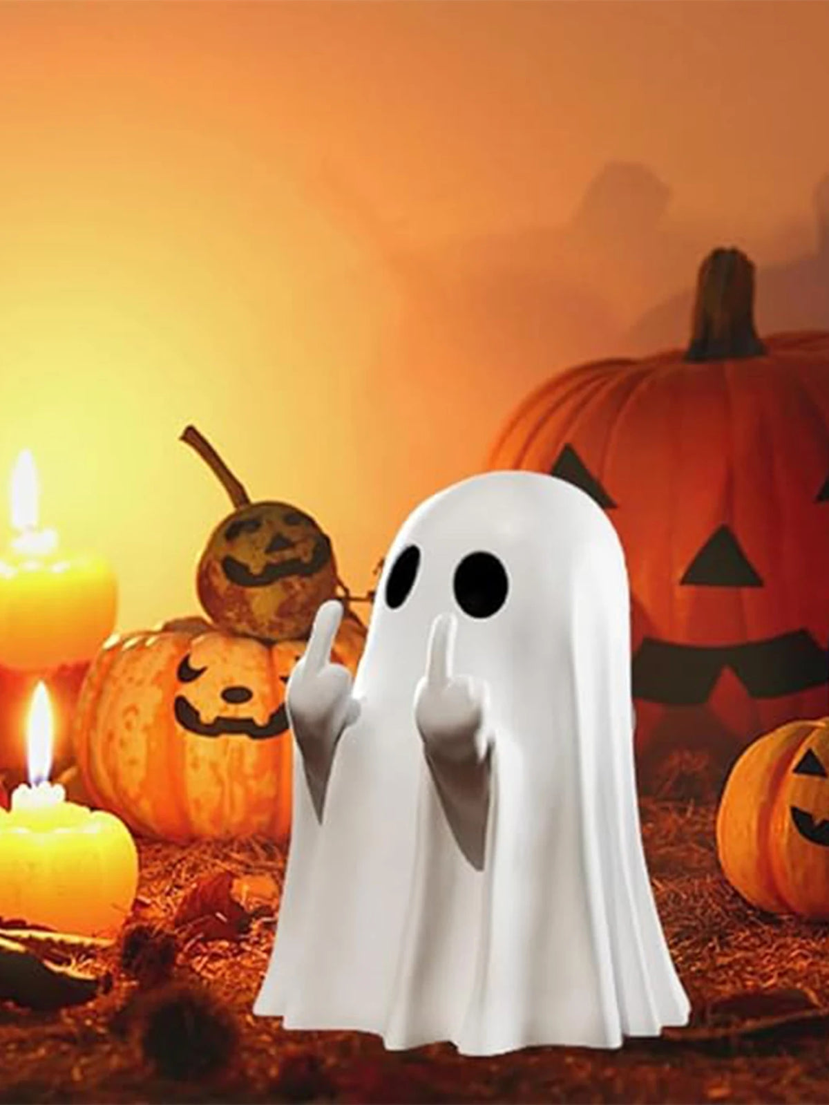 Estatua de Fantasma con Dedo Medio para Halloween